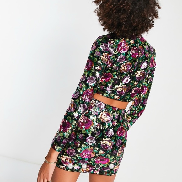 & Other Stories all over rose sequin top in multi floral 8 medium - Picture 4 of 5